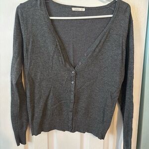 debut Dark Gray V-Neck Button-Front Cardigan